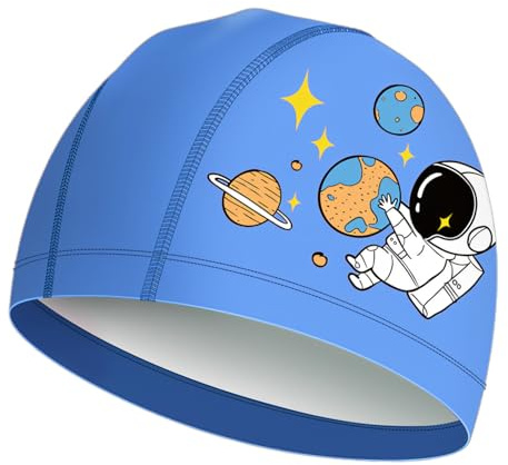 Cyberwork Bonnet de Bain Enfant Cheveux Longs, Bonnet de Bain Confortable Extensible imperméable, Motif Cartoon, Facile à Mettre, Bonnet Piscine Enfant Anti-Chlore pour la Natation, Rose