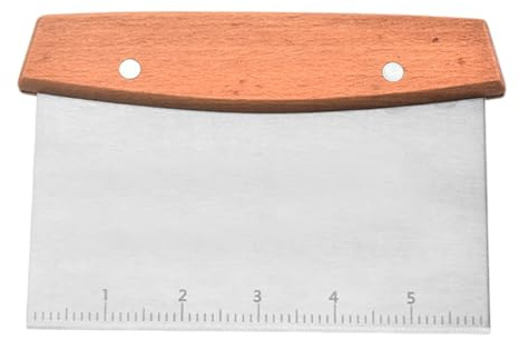 Tarocco Per Impasti Acciaio Inossidabile Manico In Legno Taglia Pasta Con Scala Graduata Spianatoia Acciaio Inox Per Torte, Pizza, Crostate, Impasti 11,5 X 16,5 Cm