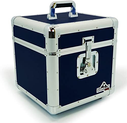 Gorilla 12 LP Vinyl Record Storage Box Flight Case Blue Holds 100pcs