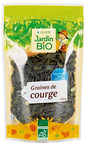 Jardin BiO étic - Graines de courges non grillées non salées - bio - Graines, fruits à coque, super aliments - Certifié AB - Sachet de 100g - Lot de 6