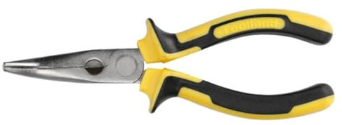 TOOLLAND - HP07N 176721 - Alicates de punta curvada de acero al cromo vanadio, 165 mm de longitud, negro/amarillo