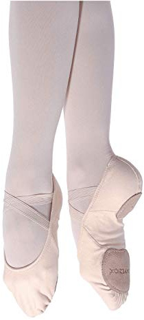 Capezio Hanami Canvas Split Sole Ballet Shoes for Women, No Drawstring, Leather Sole, Elasticated Flat Pink Ballet Shoes for Dance, Yoga, Gymnastics, 2037W, Light Pink, Adult Size 5.5