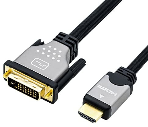 Roline Cable de Monitor DVI - HDMI, ST-ST, Doble Enlace, Negro/Plata, 1 m