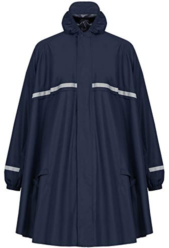 HOCK Rain poncho with zip and sleeves, bicycle poncho, waterproof and breathable, with hood and reflectors, men's and women's rain protection