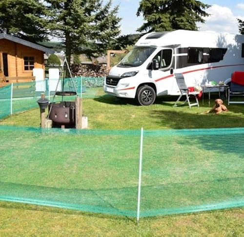 Göbel Universalzaun 20m x 80cm ideal als Campingzaun Gartenzaun oder Beet - stromlose Abgrenzung für Garten inkl. 11 eingewebten Pfählen Abperrzaun für Haustiere & Kinder