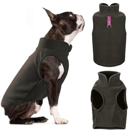 PETCUTE Hundvinterrock med varmt fleecefoder, husdjurskläder med selehål, varm pullover fleece hundjacka för kallt väder, hundkläder för valp små hundar, fleeceväst hundtröja