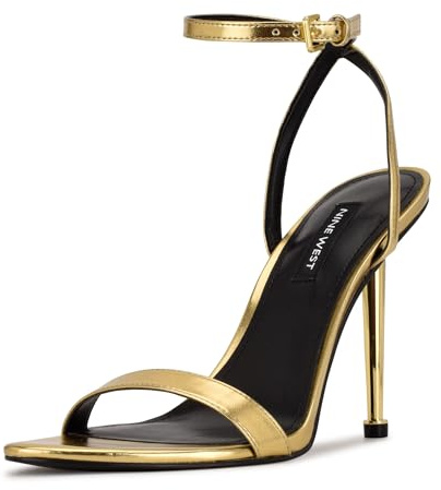 NINE WEST Women's Reina Heeled Sandal, Gold Metallic 710, 8 UK