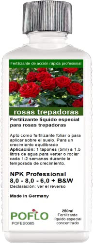 POFLO Fertilizante para rosas trepadoras y rosas arbustivas, fertilizante líquido premium de la línea profesional (250ml)