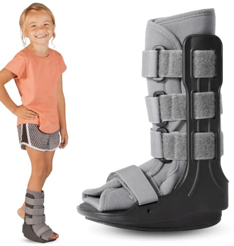 BraceAbility Pediatric Walking Boot - Children's CAM Medical Walker Orthopedic Support Shoe for Youth Ankle Break Injury, Kid's Stress Metatarsal Bone Fracture, Broken Foot or Toe Recovery Cast (L)