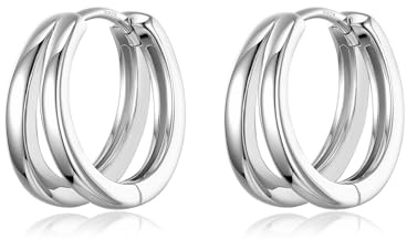 PHNIBIRD Creolen Silber 925 Doppel Ohrringe Creolen für Unisex Ohrringe für Herren Damen Tägliches Tragen und als Geschenke Geeignet
