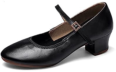 Zapatos de Danza de Tacón para Mujer Zapatos Bailarina Zapatos de Baile Latino, Salsa Mercedita de tacón Mary Jane (Negro, Adulto, Mujer, 37, Números, Sistema Tallas Calzado EU, Mediano)
