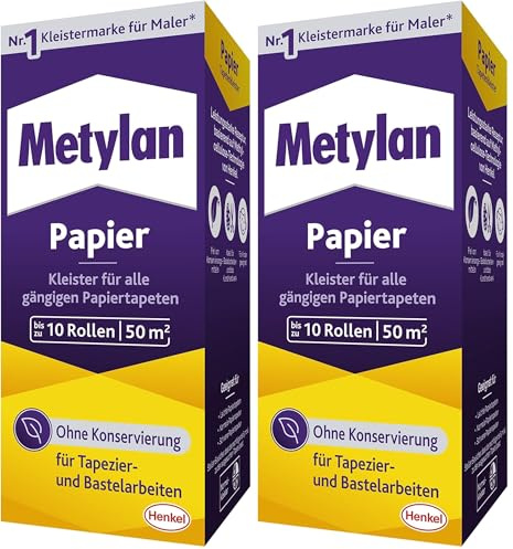 Metylan Papier, starker Tapetenkleister für leichte, normale und schwere Papiertapete, Kleister zum Tapezieren und Basteln ohne Konservierungsmittel, 1x125g (Packung mit 2)