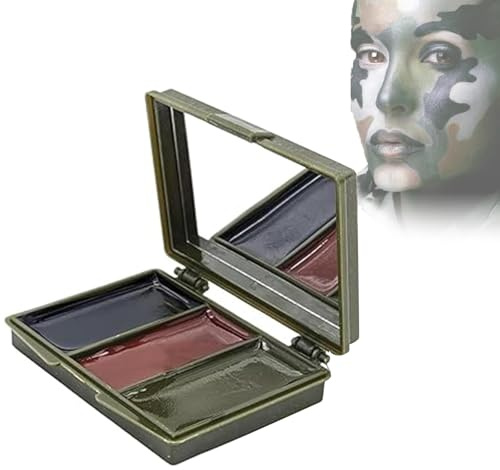 Rostblant Kit de 3 Piezas de Camuflaje para la Cara, Crema de Camuflaje, Camuflaje Camaleón, Lápiz de Maquillaje de Camuflaje Militar para el Cuerpo, Negro, Marrón, Verde