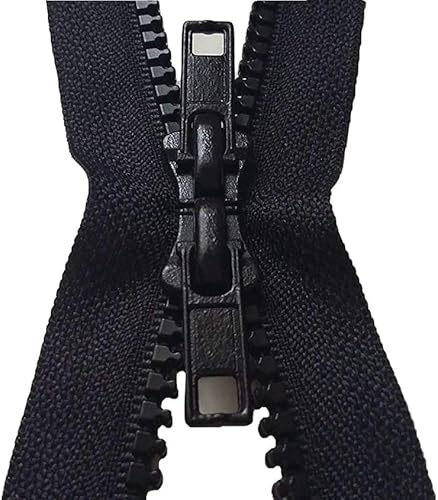 AMANTE NSF Cerniera DOPPIO CURSORE Lampo Zip divisibile DOPPIA APERTURA catena 6 in Plastica (Nero, 80 cm)
