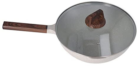 Padella per friggere, Padella per friggere Grande capacità Calore Uniforme Manico Lungo 30 cm pentola per Cucinare in casa con Coperchio per Ristorante Domestico