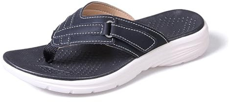 Arch Support Flip Flops for Men and Women Comfortable and Adjustable Beach Flip Flops for Outdoor Wear Womens Dress Slides Sandals (Black, 7)