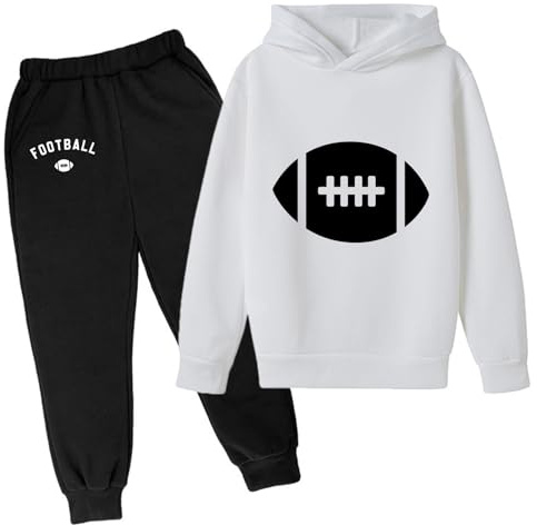Generisch Gilets pour enfants garçons Sweat à capuche pour enfants Pantalon de jogging Ensemble de pull à capuche Survêtement 2 pièces Tenues T-shirt personnalisé, Blanc., 4-5 ans