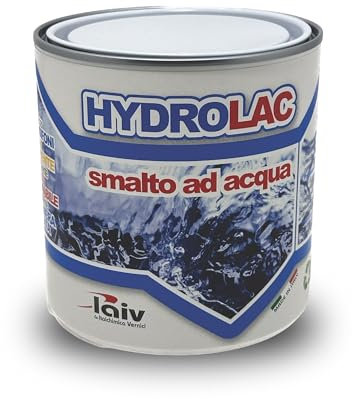 laiv Smalto Acrilico all'Acqua per Interni ed Esterni – 0,75 LITRI - Inodore, Rapida Essiccazione, Non Infiammabile – Uso Professionale Ecologico - Hydrolac - Nero Lucido