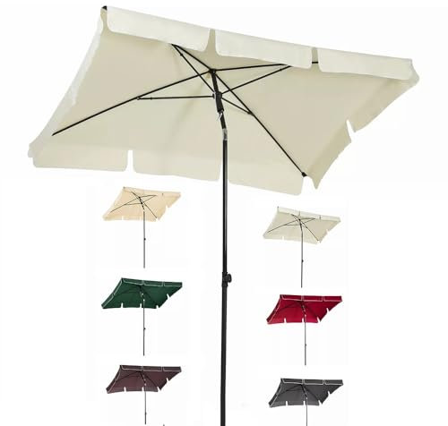 ZYXQQJ Parasol Rectangular con Manivela Sombrilla De Jardín Exterior Parasol Terraza Inclinable Sombrilla De Balcón Grande(Beige)