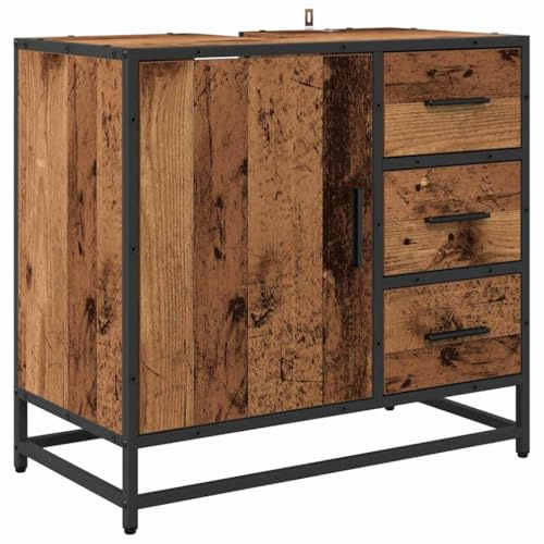 vidaXL Badrumsskåp Gammalt trä 65 x 33 x 60 cm Konstruerat trä