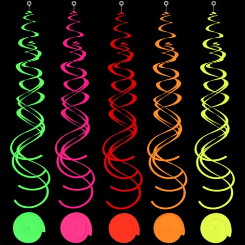 30 Pezzi Ghirlanda Neon, Decorazioni Pendenti Spirale, Ghirlanda Multicolore Fluorescente, Decorazioni a Spirale per Capodanno Carnevale Compleanno Festa Fluorescente
