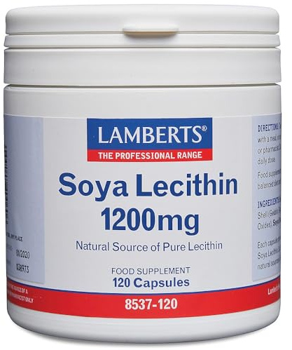 Lamberts SOYA Lecithin Capsules – High Strength 1200mg – Rich in Phospholipids & Choline – 120 Capsules