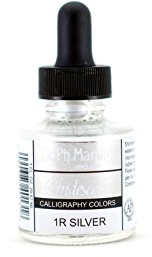 Dr. Ph. Martin's Iridescent Calligraphy Color, 1.0 oz, Iridescent Silver (1R)