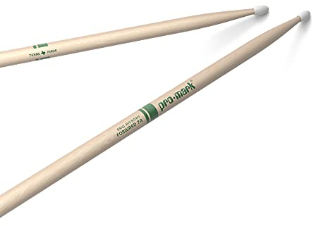 ProMark Classic Forward 7A Raw Hickory Drumsticks, Oval Nylon Tip, Unfinished, 1 Pair