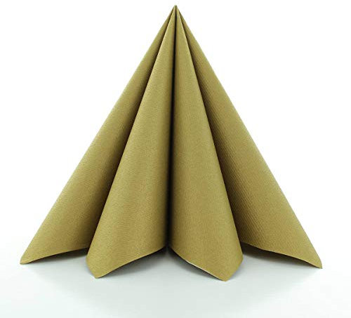 Sovie HOME Serviette in GOLD (einseitig farbig) aus Linclass Airlaid, 40 x 40cm, 1/4 Falz, 12 Stück, elegante Einweg-Servietten für festliche Anlässe