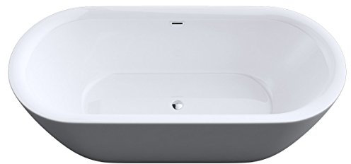 doporro Freistehende Design-Badewanne Vicenza507 180x65x60cm mit Ablaufgarnitur und Überlauf aus Acryl in Weiß und DIN-Anschlüssen