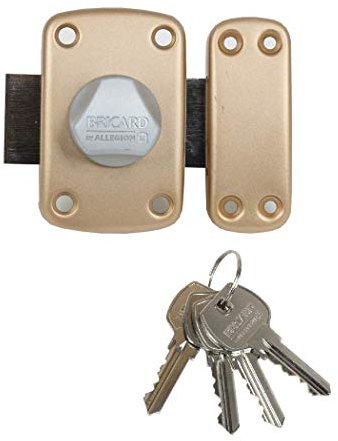 Bricard 21951 Verrou Ipsilon à bouton, cylindre longueur 40mm, coloris doré, 4 clés