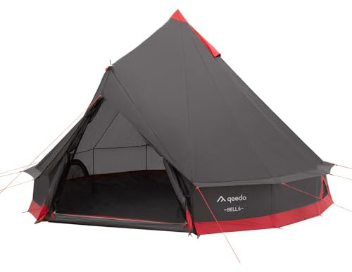 JUSTCAMP Bell 4 Tipi Zelt für Gruppen, Familien oder Camping für 4 Personen, Grau