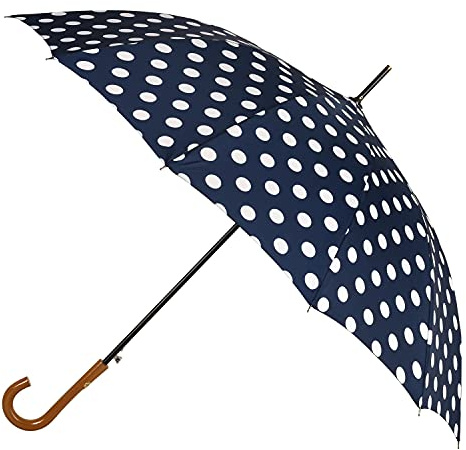 Agaric Classic Wooden Hook Handle J Stick Umbrella Auto Open Windproof Umbrella for Women (Navy Blue)