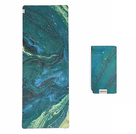 MIKKOA Travel Yoga Mat 1.5mm | Foldable | Lightweight | Use for Travel, Backpacking, Yoga Retreat, Outdoors, Gym, Pilates, Exercise Mat | Machine Washable | Eco Friendly