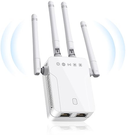 WiFi Extender Booster,2.4Ghz 300Mbps Amplifier Wireless Repeater with 2 LAN Ethernet Port, Long Range Signal for Home by 4 Super Antennas, Coverage up to 8470Sq.ft