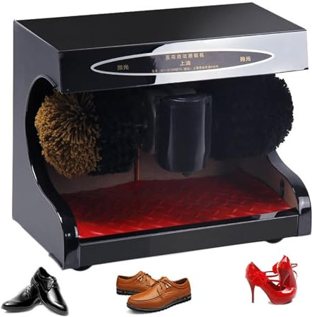 YHUEGH Automatic Shoes Polisher Electric Shoe Shine Kit, Automatic Induction Portable Leather Care Kit for Shoes, Double Combination Brush, Low Noise, for Family Hotel Bank