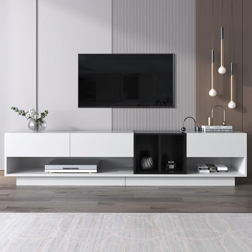 SOFTWEARY Lowboard, 190/40/34 cm, TV-skåp med 3 lådor, TV-bord, vardagsrumsbyrå, stående