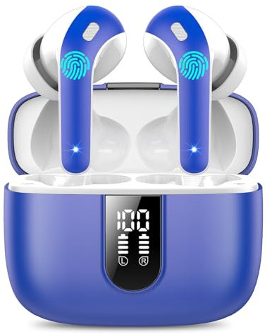 Auriculares Inalámbricos Bluetooth, Auriculares Bluetooth 5.3, 4 Mic con Reducción de Ruido ENC, 50H con Graves, Cascos Inalambricos Bluetooth IP7 Impermeable, Carga Rápida USB-C, Ajuste Cómodo