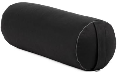 bodhi Yoga Bolster | ECO Serie | Yogarolle mit Kapok-Füllung | Waschbarer Bezug aus 100% Bio-Baumwolle | Yogakissen für Restoratives Yoga | Groß 65 x 22 cm (schwarz)