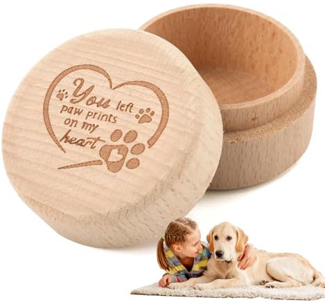 Djowyh Caja de recuerdos para mascotas de madera | Urnas para perros para cenizas, contenedor de cenizas para perros y pelos de gato, caja de almacenamiento para cenizas de perros y gatos