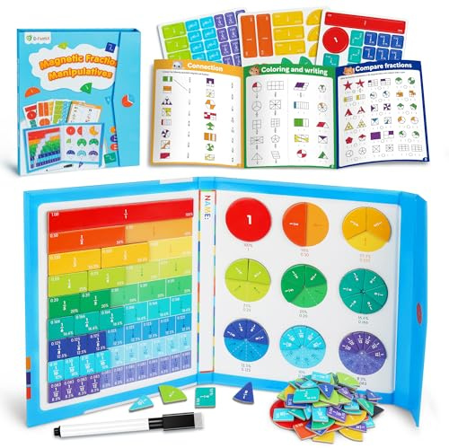 D-FantiX Magnetic Fraction Playbook for Kids, Fraction Tiles & Circles Set