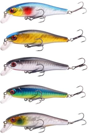 Artificial Lifelike Fishing Lures-Lure For Bass Trout Pike Freshwater Saltwater Fishing Accessories 5 Packs-7.5CM-6G
