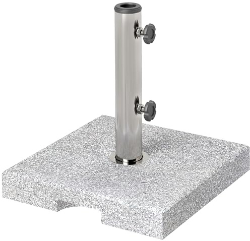 Outsunny Pied de parasol en granit - 21 kg - Support de parasol carré - Poids de parasol - Support pour parasol de 32/38/48 mm de diamètre - Pour balcon, terrasse, jardin - Gris