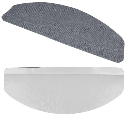 homewell Stegmattor halvcirkelformad 15 st. trappmatta självhäftande maskintvättbar, 65 x 21 cm slitbaneyta, trappstegsmatta trappskydd (grå)