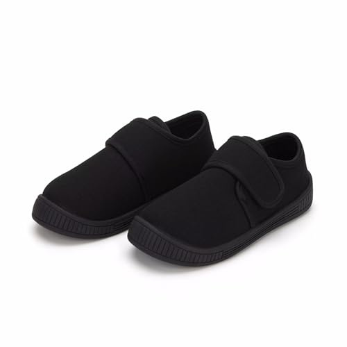 Boys Girls School Pumps Unisex Kids Plimsolls，Toddler Black PE Trainers Non-Slip School Shoes