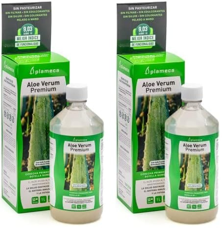 PLAMECA - Aloe Verum Premium, Aloe Vera Bebida, Jugo, Zumo, Sin Pasteurizar, Sin Edulcorantes, en Frío, Ayuda a la Salud Gastrointestinal, el Sistema Inmunitario y ante la Fatiga, Sabor Puro - 1 L