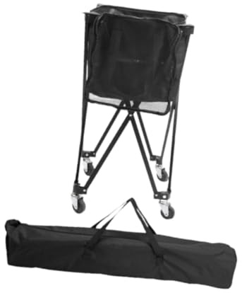 Perfeclan Chariot de Balles de Tennis Corbeille D'Entraînement Panier Pliant avec Sac de Rangement Structure Portable Adapté pour Les Sportifs et Les Leç, Noir