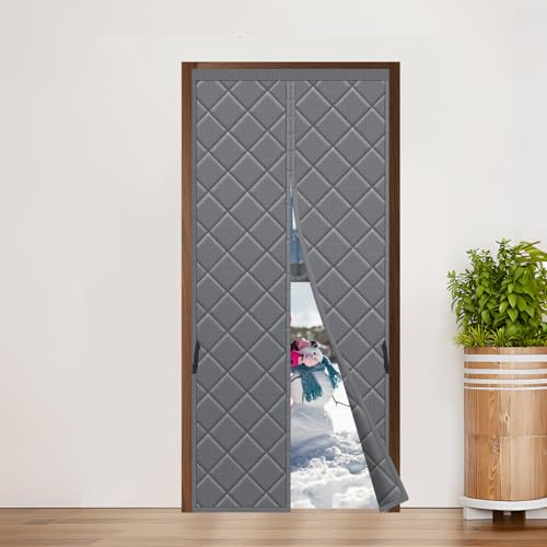 Tenda termica magnetica Sekey per porte, protezione da freddo e caldo Protezione, Impermeabile, Antivento e Risparmio Energetico, 90 x 220 cm, Grigio