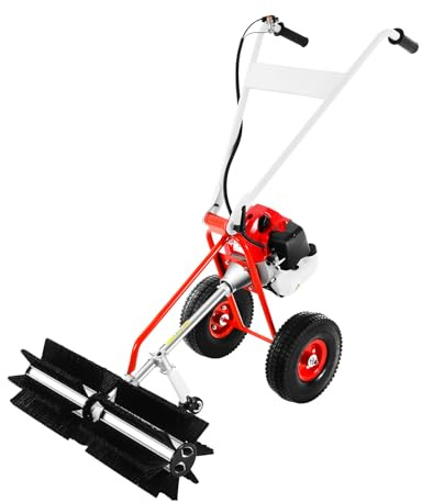 Spazzatrice a gas da 43 cc, larghezza di lavoro 60 cm, alimentata a benzina, spazzatrice a spinta con motore raffreddato ad aria per la pulizia di prato, cortile, vialetto