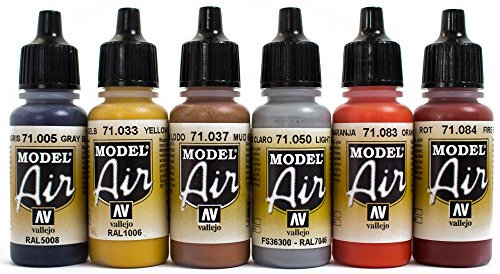 Airbrush Farben 6 x 17 ml Vallejo Model Air Bunt Farben-Set Airbrushfarben